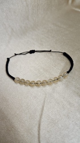 Bransoletka z cytrynem na czarnym sznurku – naturalne kamienie, handmade