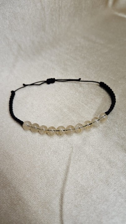 Bransoletka z cytrynem na czarnym sznurku – naturalne kamienie, handmade